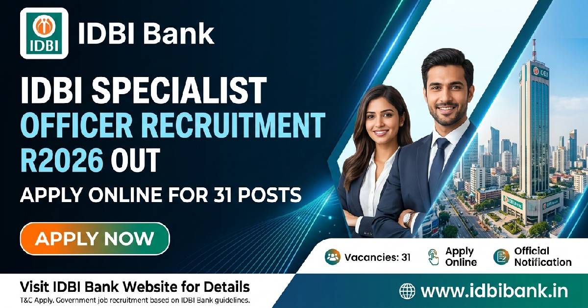 IDBI Bank Specialist Officer Recruitment 2026